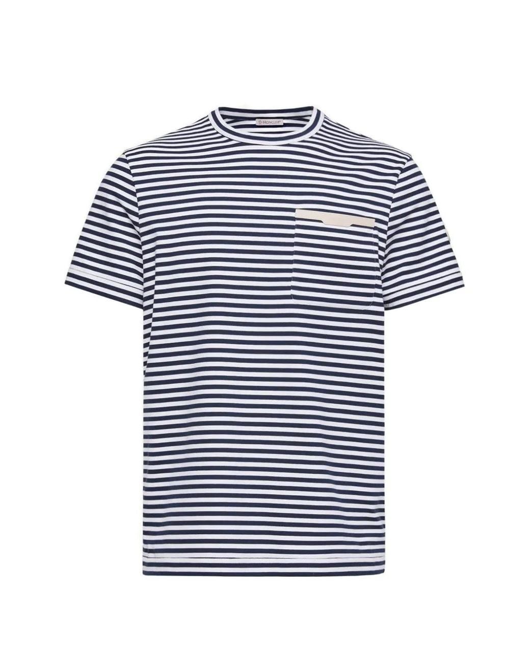 Moncler Blue Striped Cotton T-Shirt