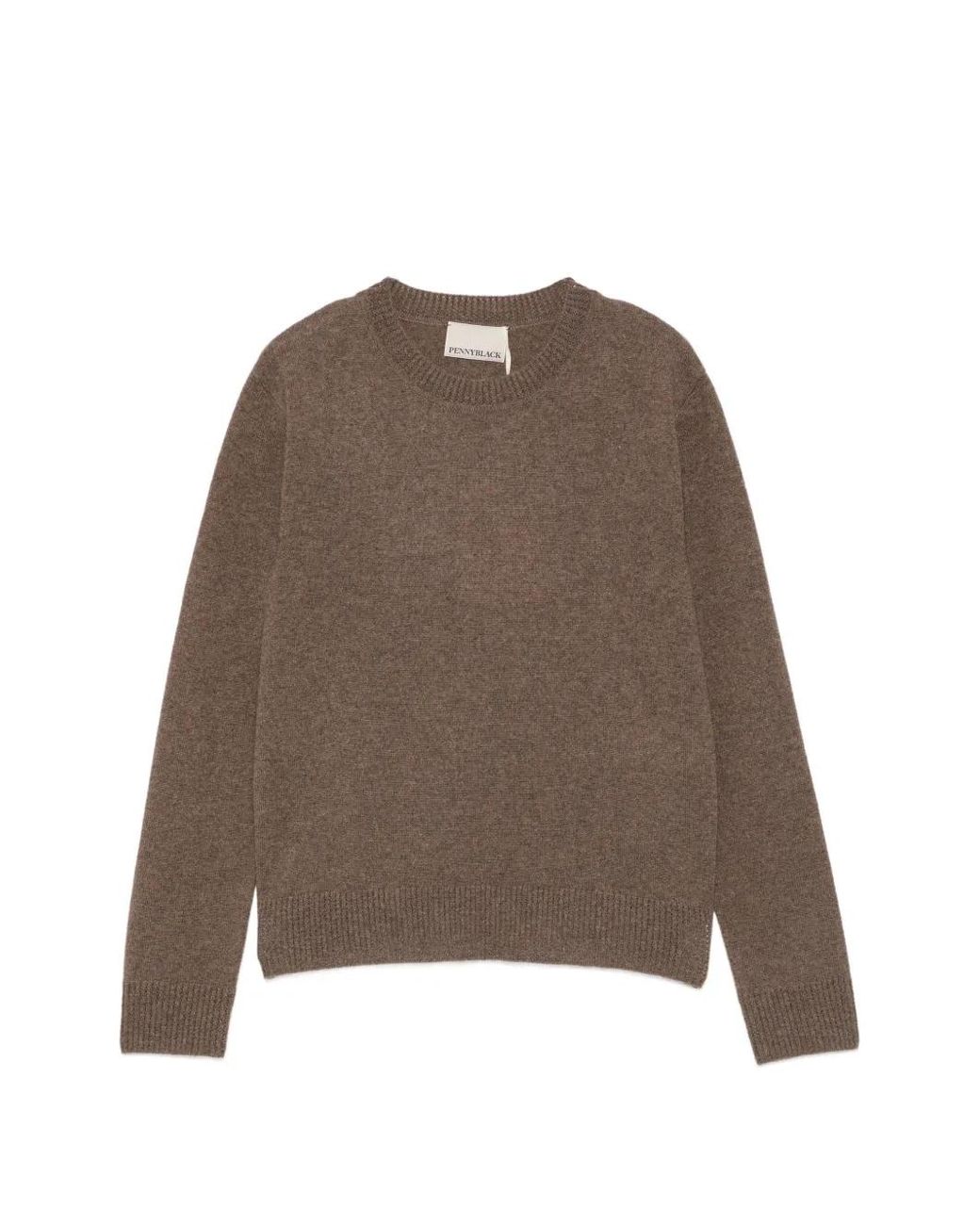 Pennyblack Brown Crew-Neck Ribbed-Trim Sweater