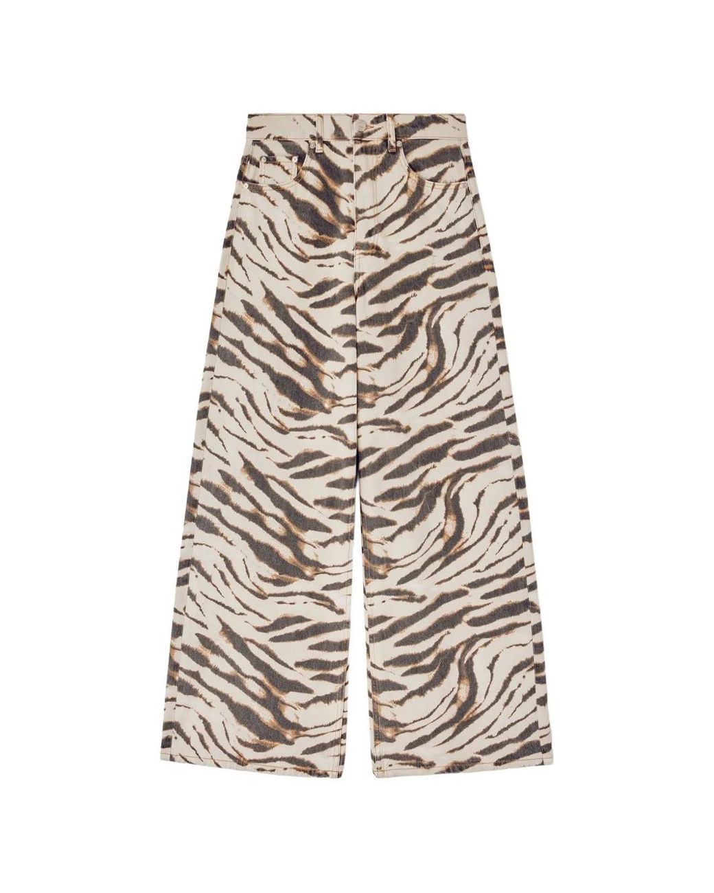 Ganni White Animal Print High Rise Jeans