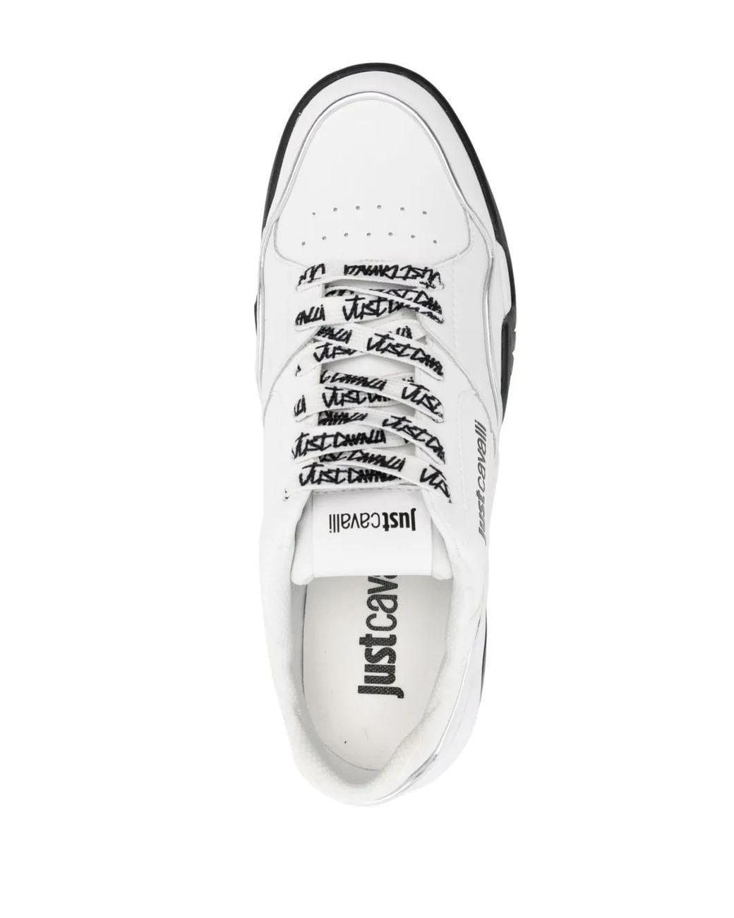 Just Cavalli White Sneakers Leather, Textile Fibers for men