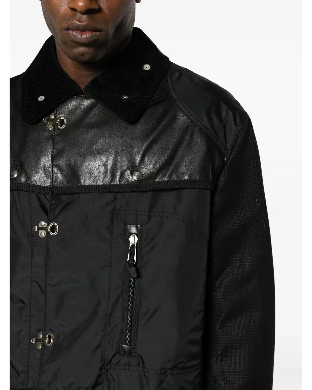 Junya Watanabe Black Panelled Single-Breasted Parka for men