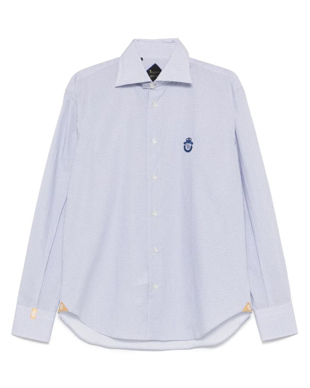 Billionaire White Geometric-Patterned Shirt for men