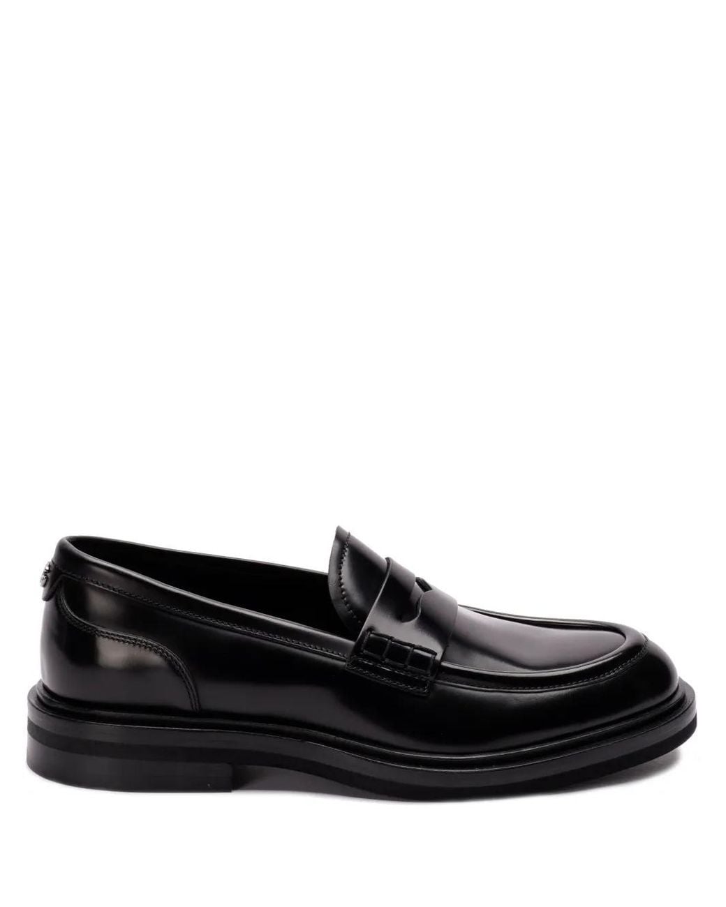 Dolce & Gabbana Black Casual Moccasin Metallic Logo Heel