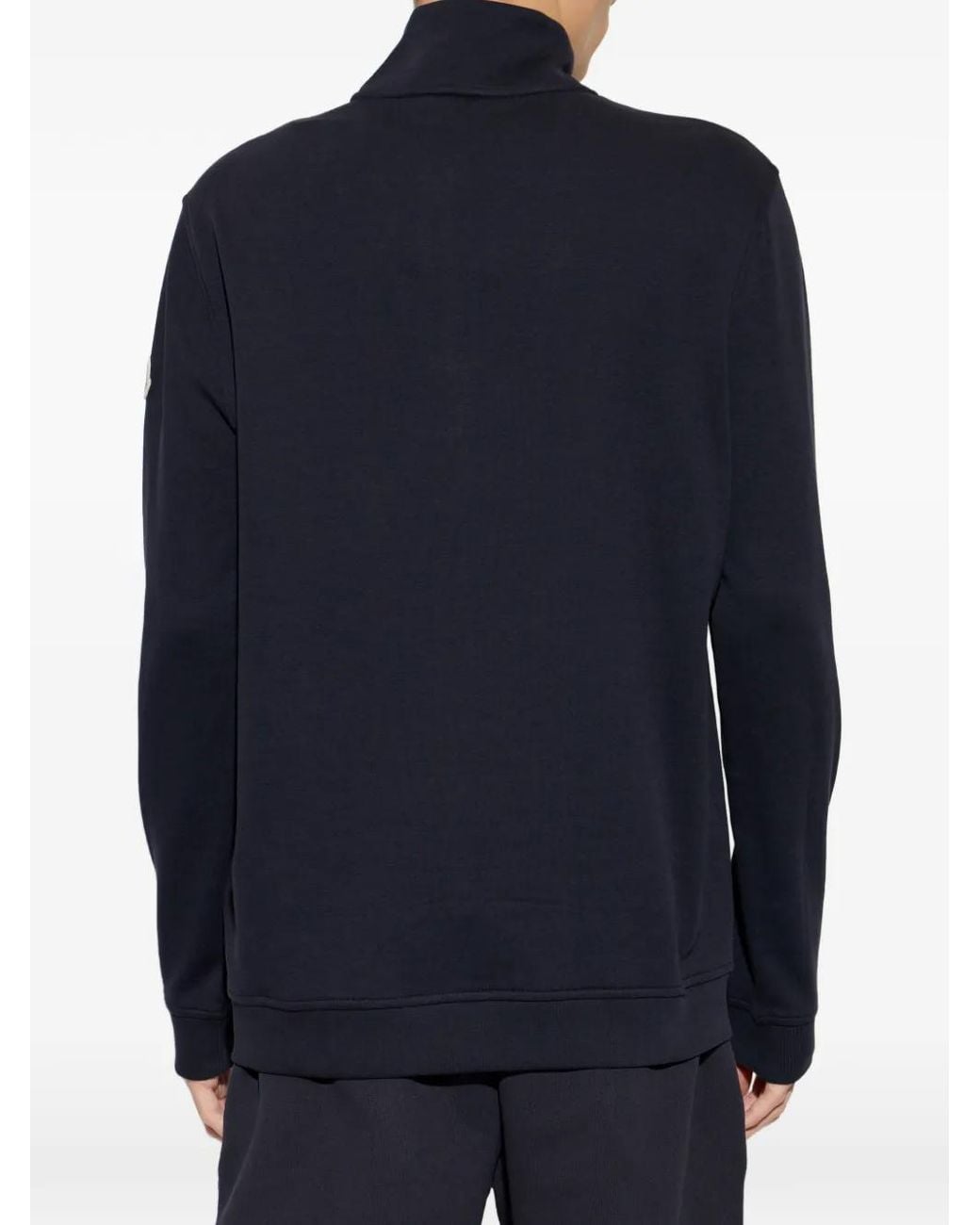 Moncler Blue Half-Zip Mock-Neck Sweatshirt for men