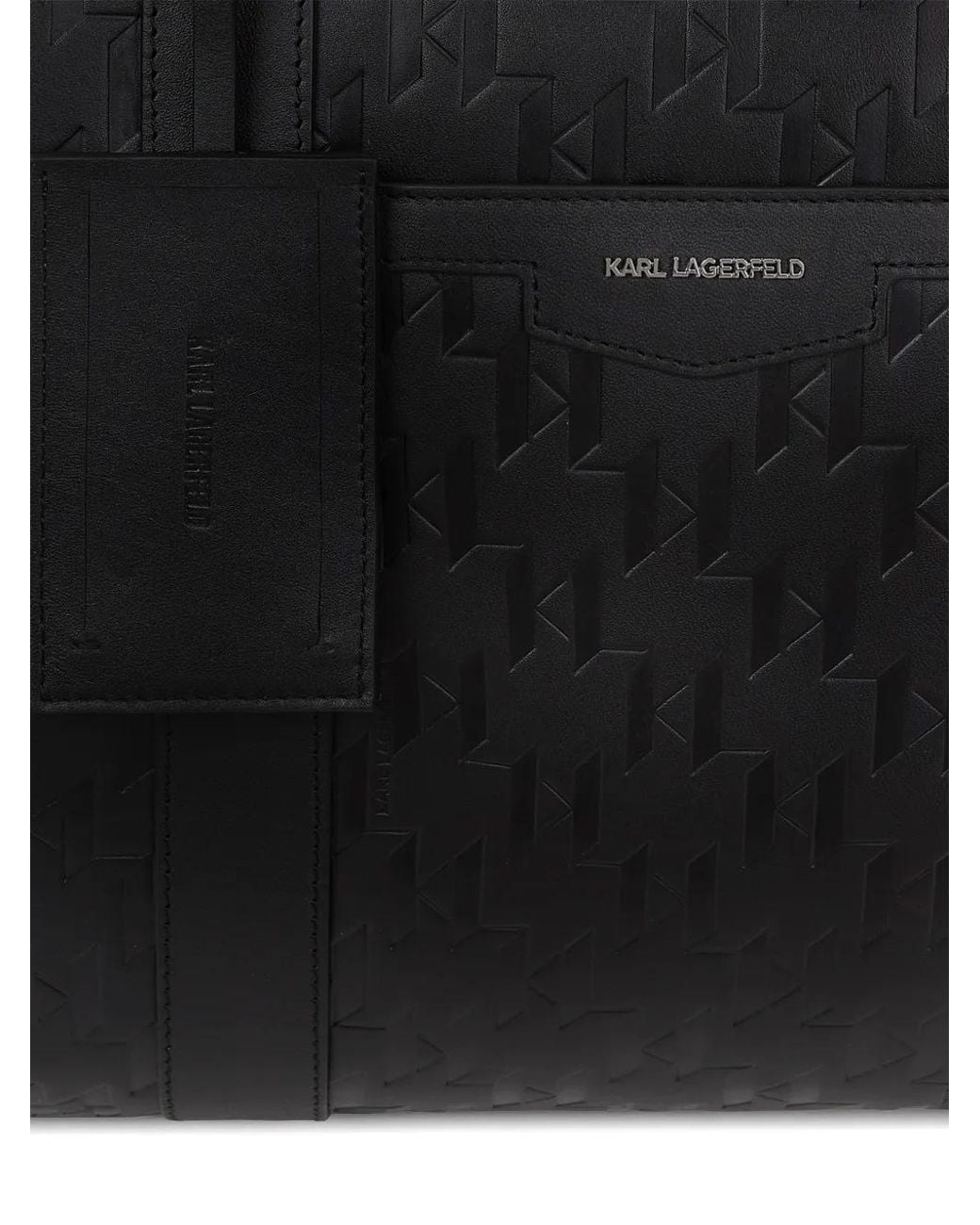 Karl Lagerfeld Black K/Loom Leather Duffle Bag for men