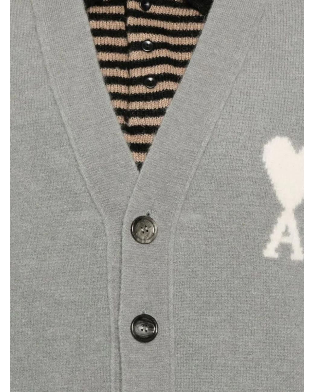 AMI Gray Ami De Coeur Button Cardigan