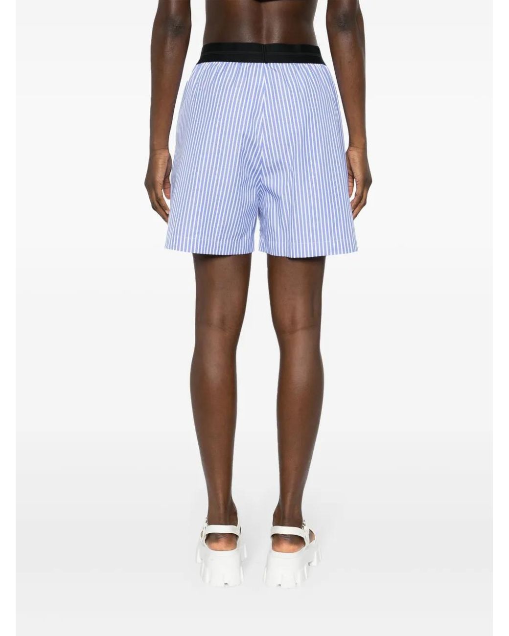 【関税込み】MSGM ブルー ストライプ ショートパンツ MSGM ラインストーン ストライプ ショートパンツ ブルー | Lyst