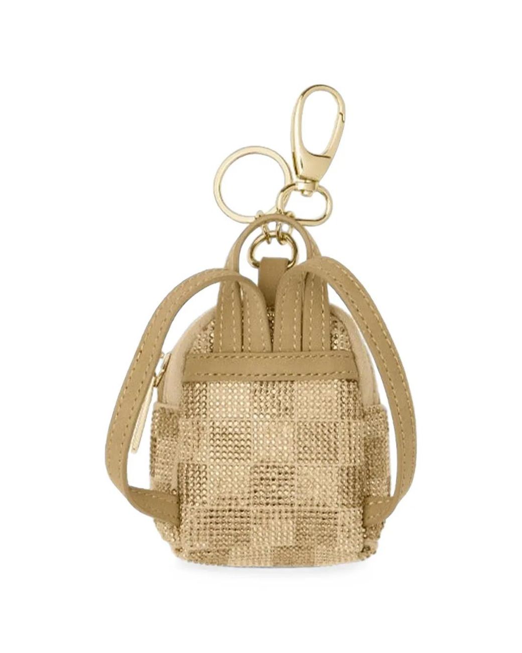 Sprayground Metallic Check-Pattern Rhinestone-Embellished Backpack Keyring