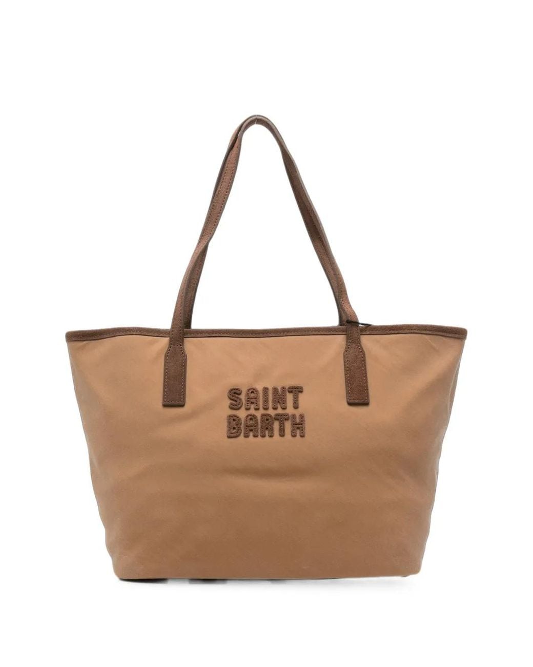 Mc2 Saint Barth Brown Logo-Embroidered Canvas Tote Bag