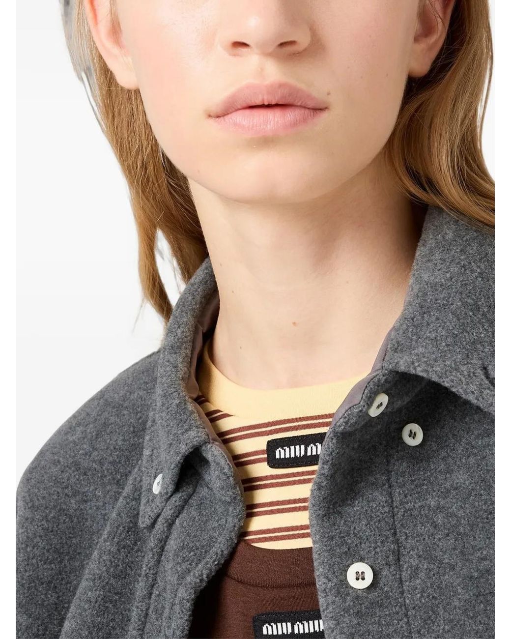 Miu Miu Gray Fleece Blouson Jacket