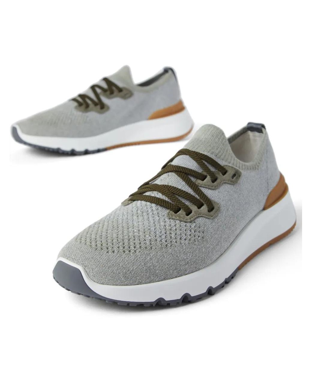 Brunello Cucinelli White Logo-print Cotton-blend Sneakers for men
