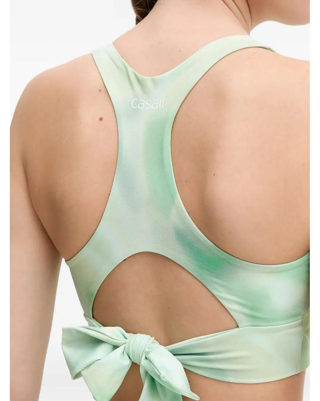 Casall Green Tie-Dye Bow-Detail Sports Top