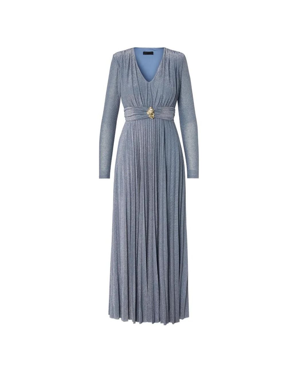 Liu Jo Blue Long Pleated Lurex Dress