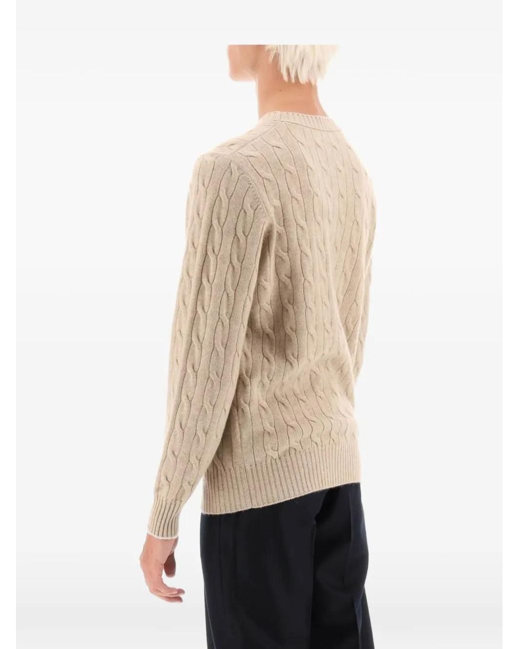 Brunello Cucinelli Natural Cable-Knit Cashmere Sweater for men