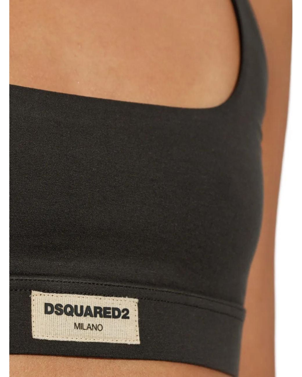 DSquared² Black Logo-Patch Bra