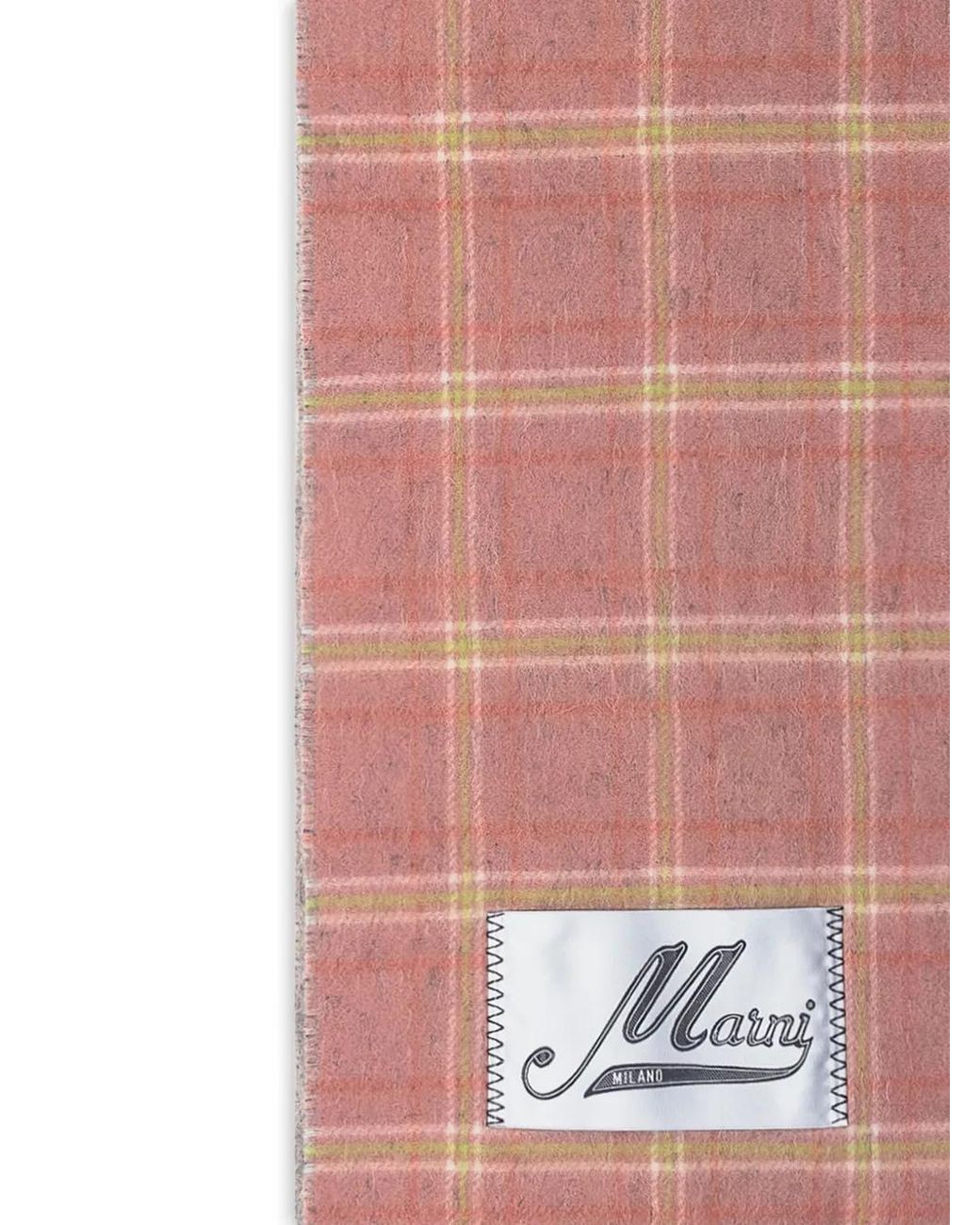 Marni Pink Checked Fringed Scarf