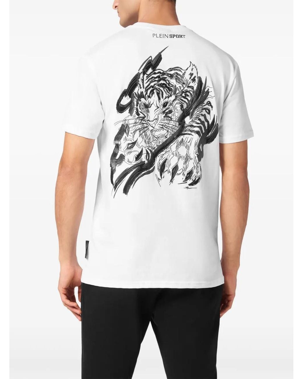 Philipp Plein White Tiger-Motif T-Shirt for men