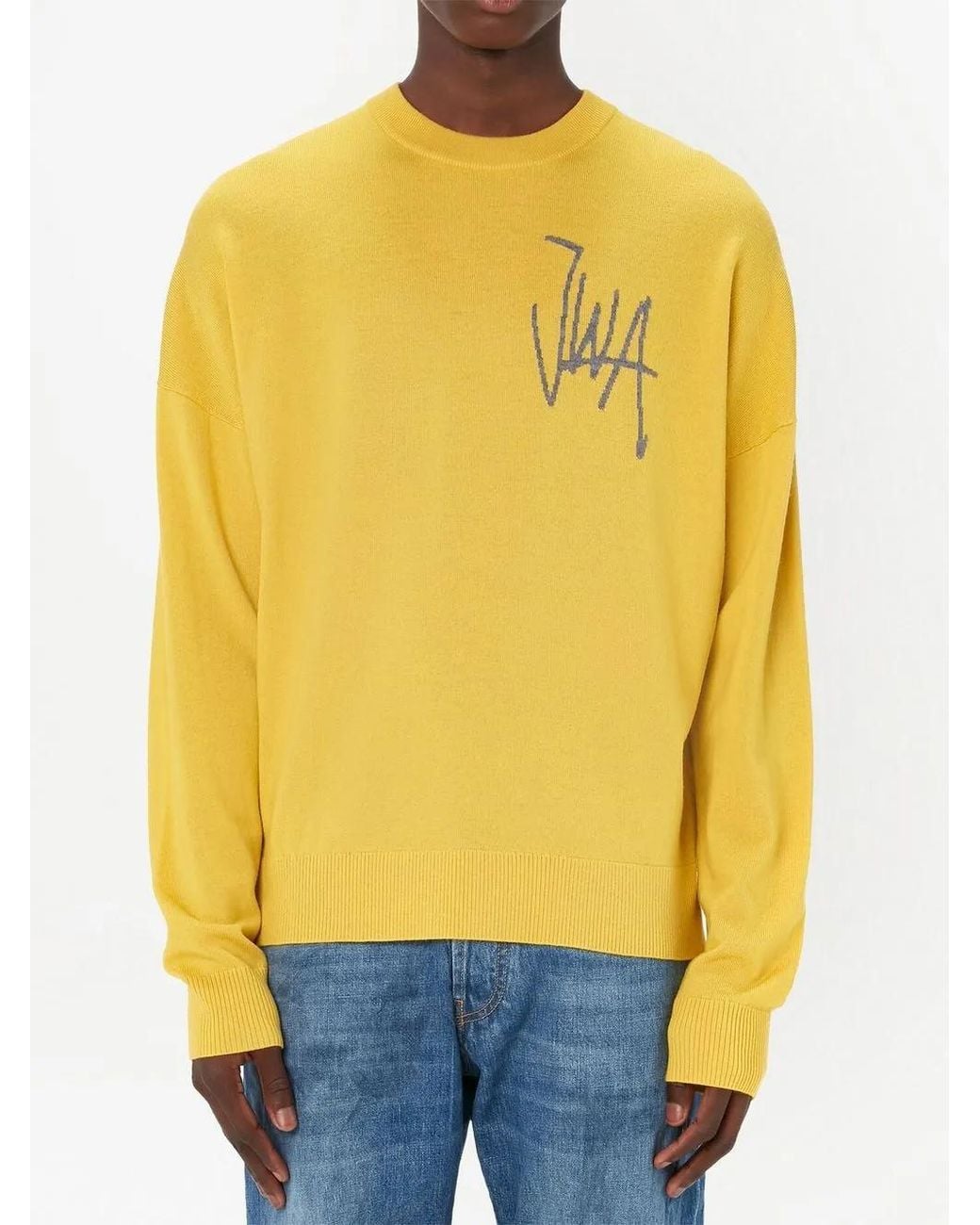 J.W. Anderson Yellow Logo-Intarsia Merino-Wool Jumper