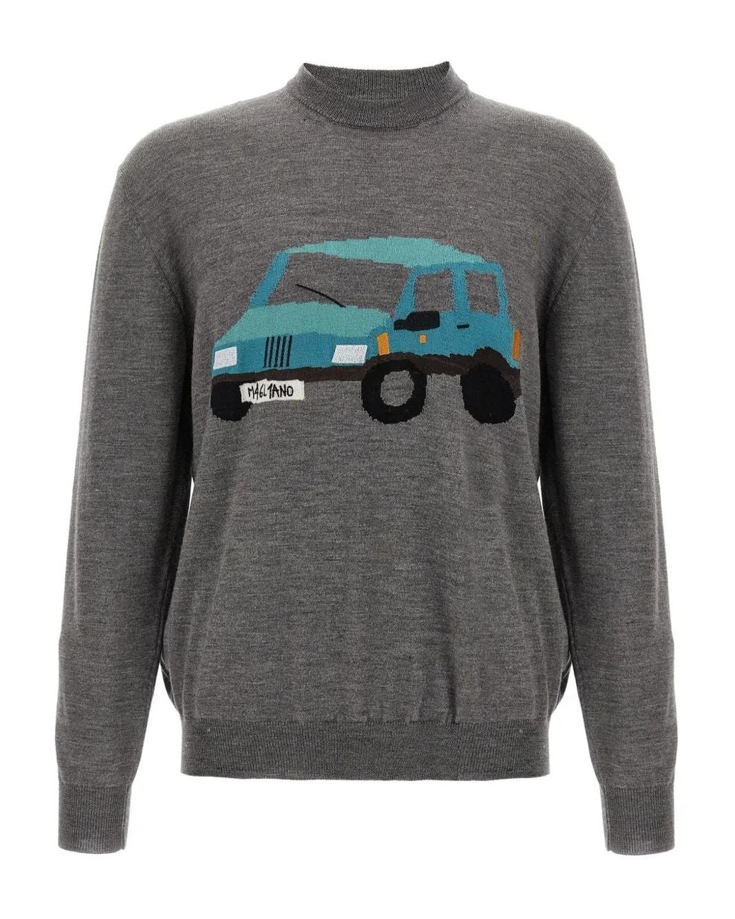 Magliano Gray Pandino Jacquard Crew Neck Sweater for men