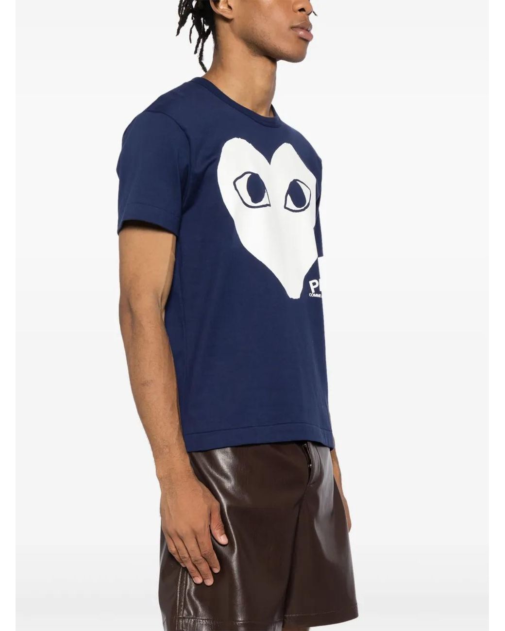 COMME DES GARÇONS PLAY Blue Logo Heart-Print T-Shirt