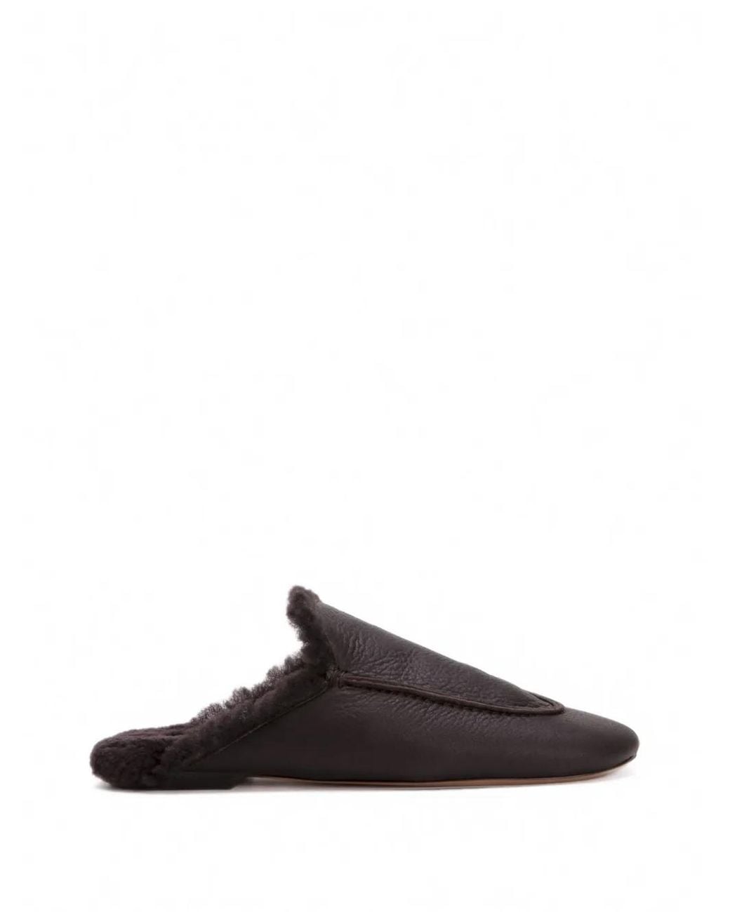 Odissi Black Mules Lio En Cuir À Intérieur Fourré