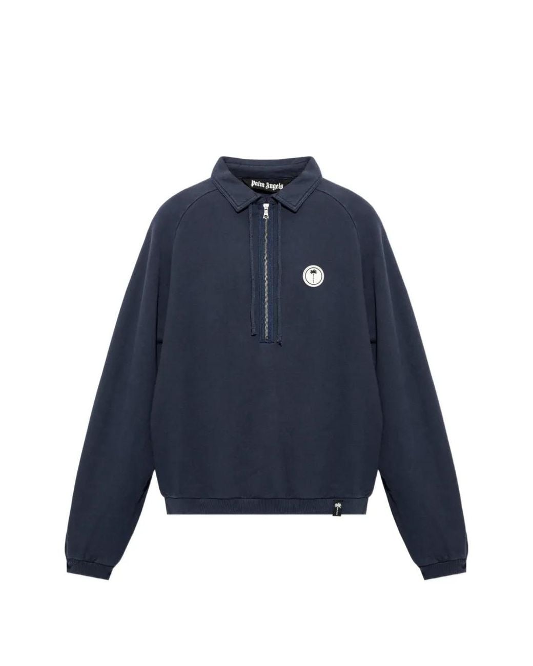 Palm Angels Palm Shadow Zipped Crew Polo Shirt in Blue for Men | Lyst