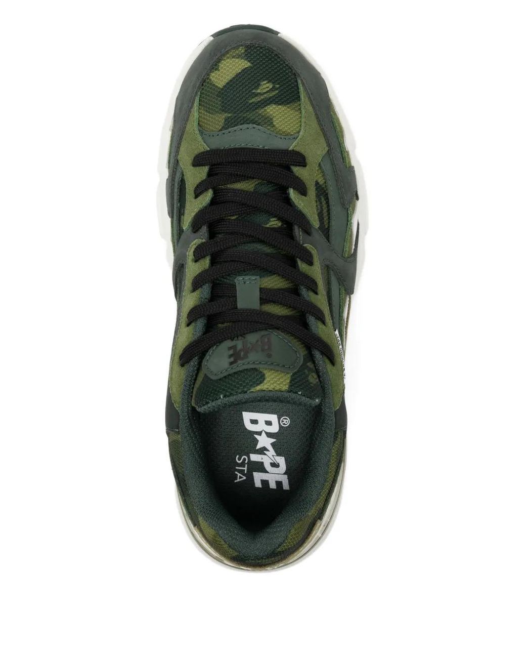 A Bathing Ape Green Star-Embellished Trainers for men
