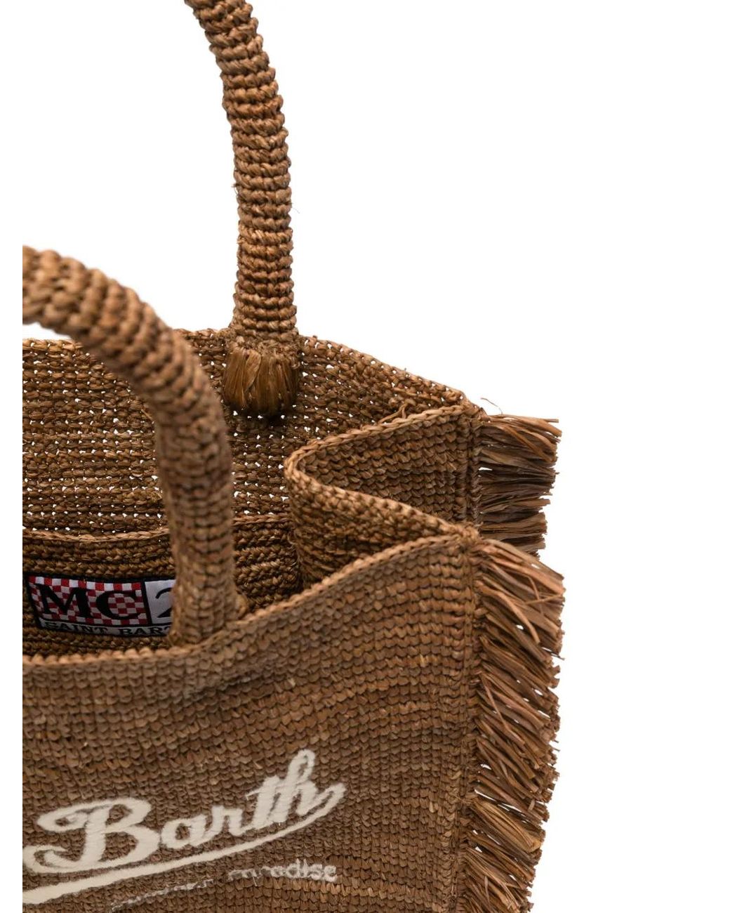 Mc2 Saint Barth Brown Colette Raffia Bag With Side Fringes