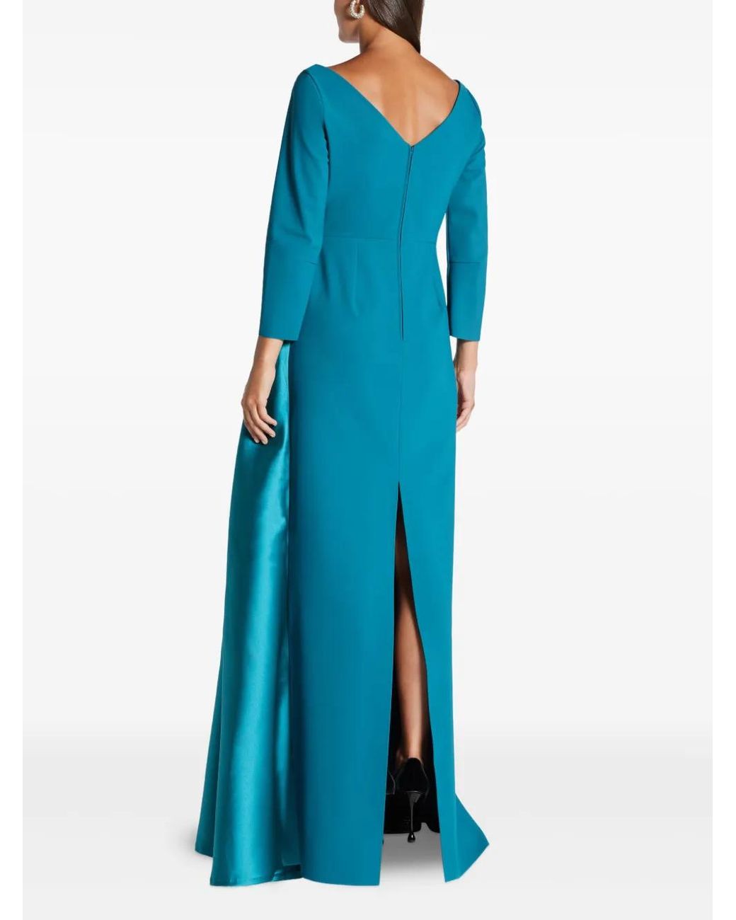 Greta Constantine Blue Robe Longue Percier À Col V
