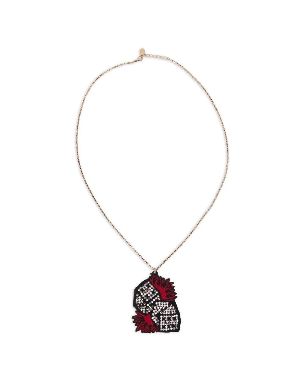 Red(v) White Lobster Clasp-Fastening Necklace