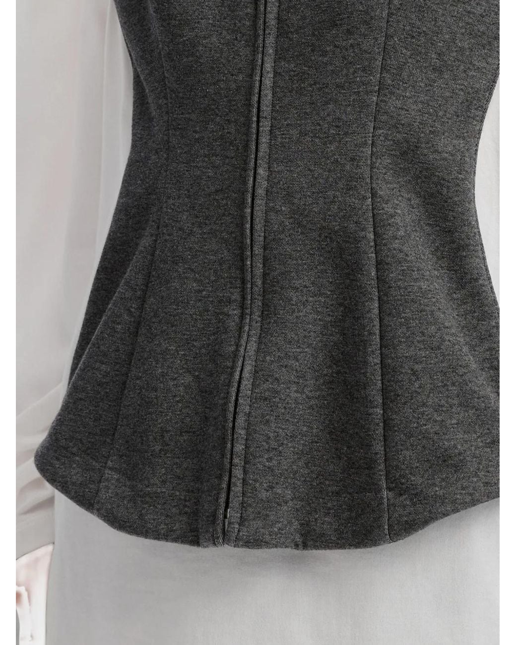 Enfold Gray Layered-Design Zip-Up Blouse