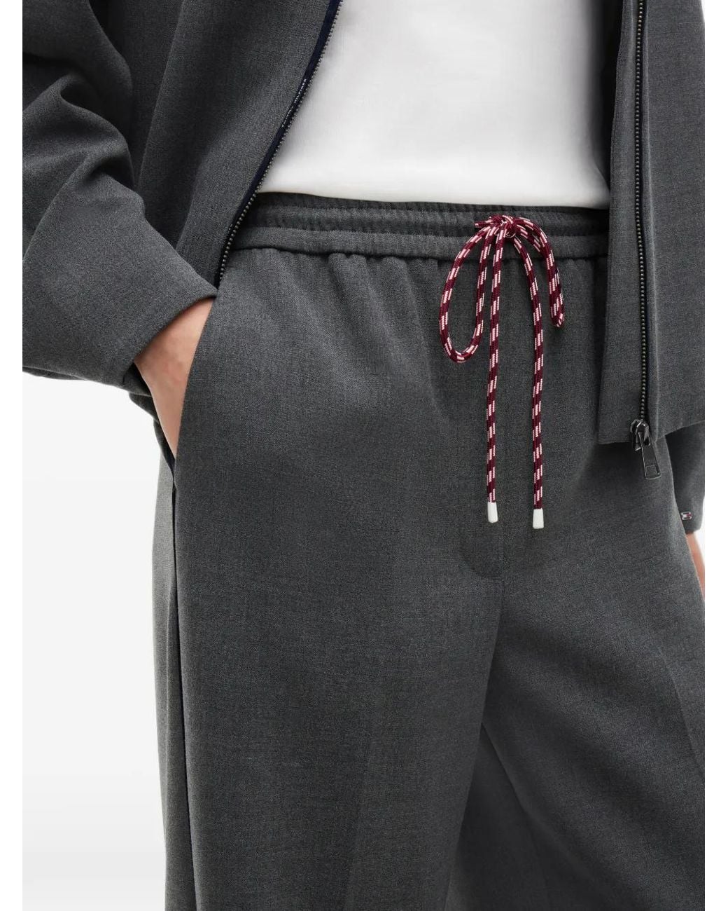 Tommy Hilfiger Gray Drawstring Wide-Leg Trousers
