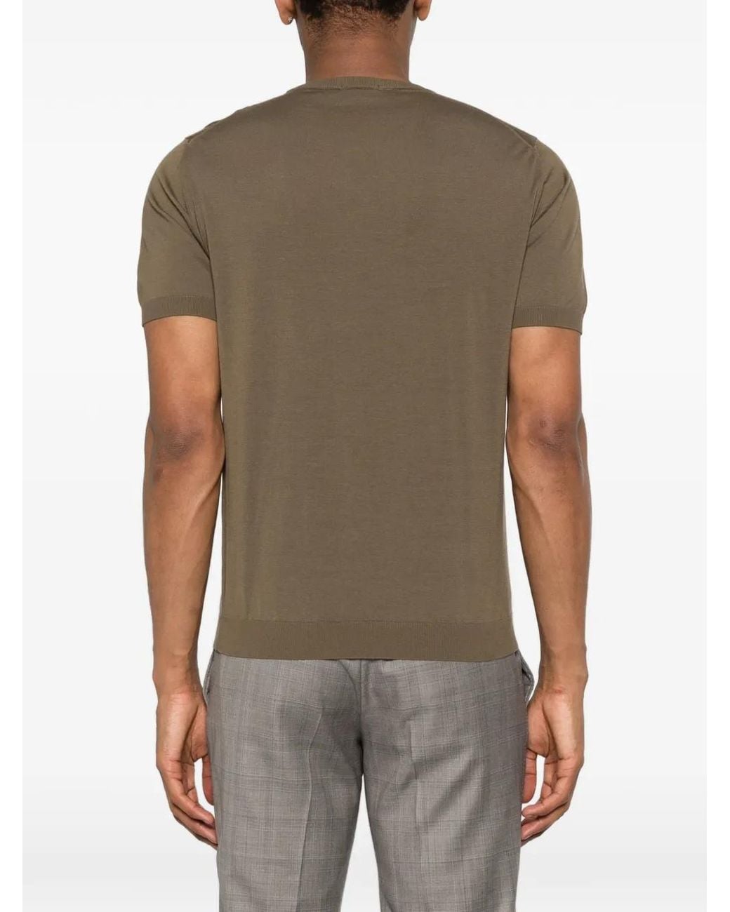 Drumohr Brown Crew-Neck T-Shirt for men