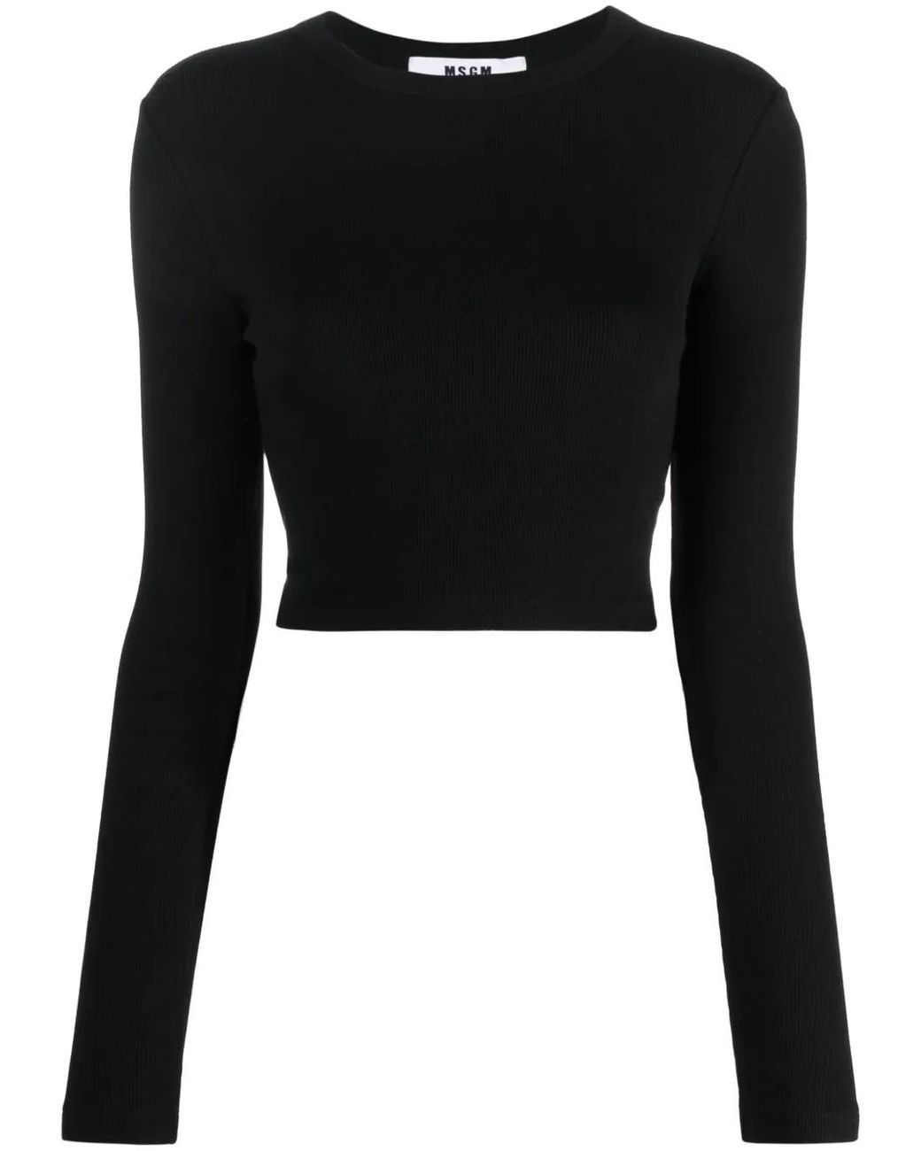 MSGM Cropped T-Shirt in het Black