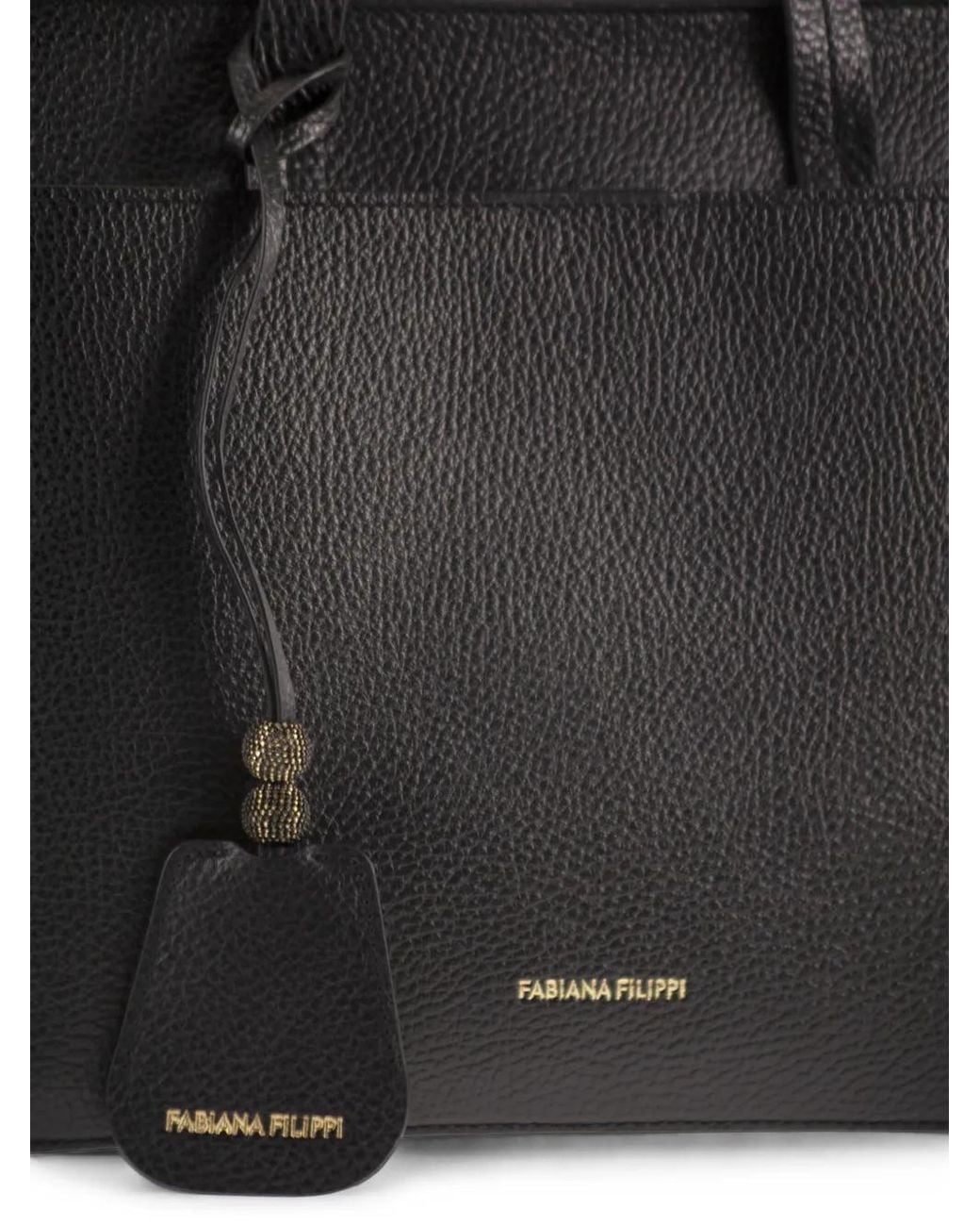 Fabiana Filippi Black Grained Leather Tote Bag