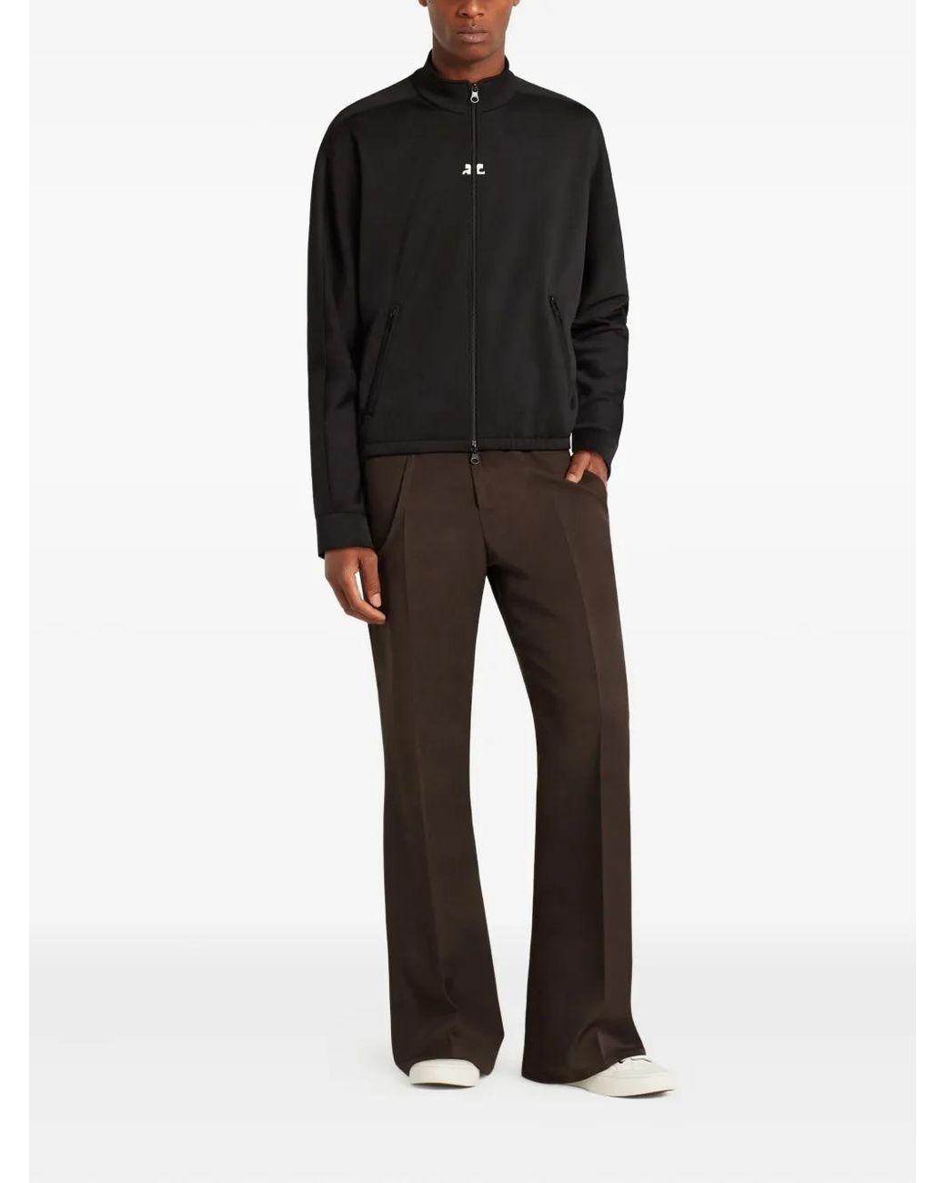 Courreges Black Zip-Up Ac-Logo Track Jacket for men