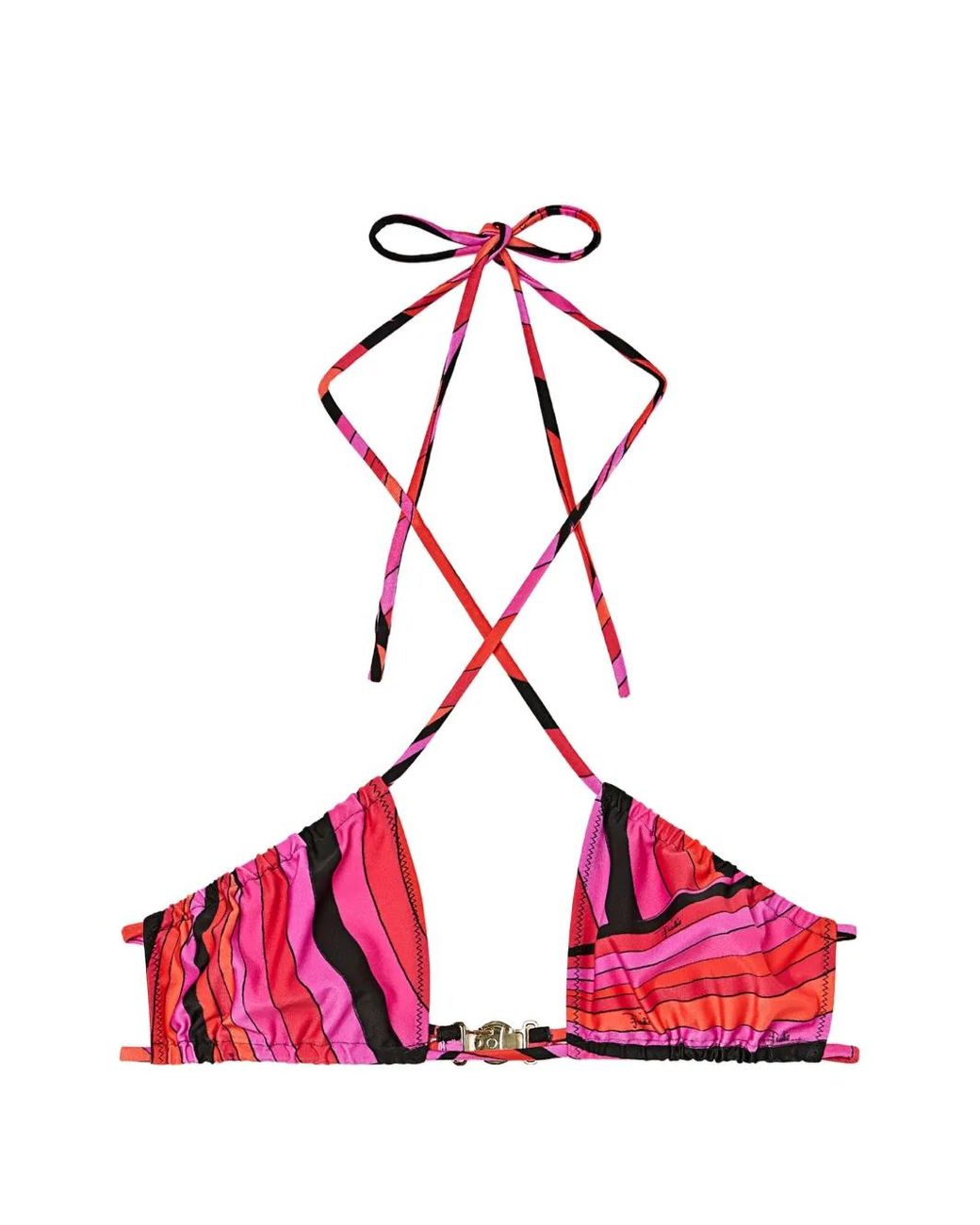 Emilio Pucci Pink Iride-Print Bikini Top