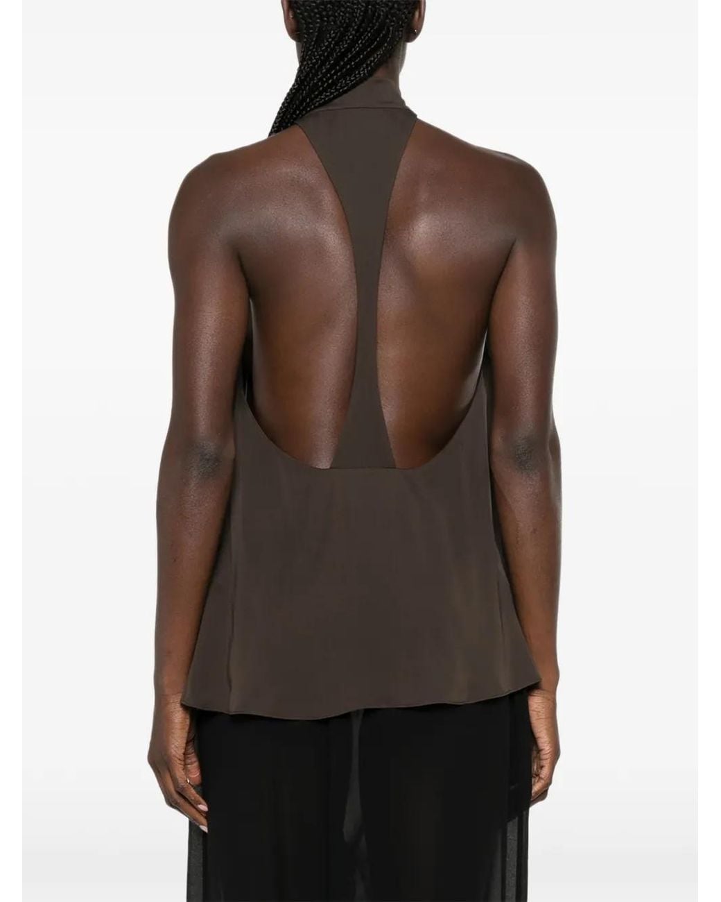 Tom Ford Brown Sleeveless Bow-Detail Top