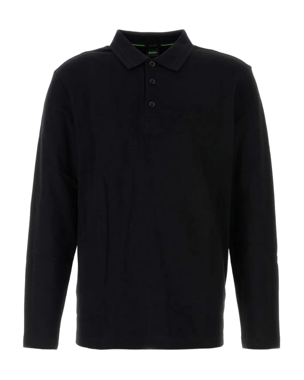 Boss Blue Long-Sleeve Piquet Polo Shirt for men