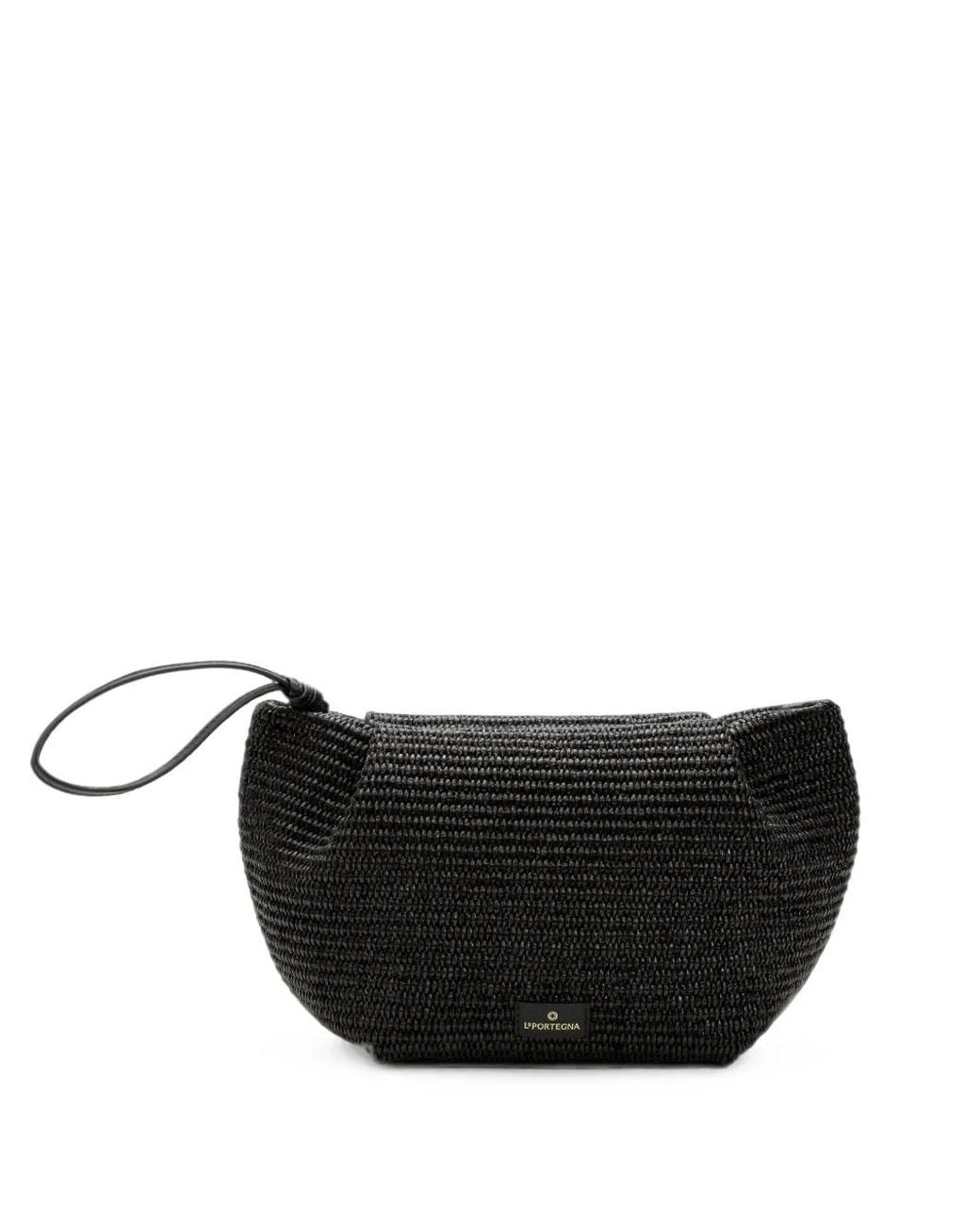La Portegna Black Marta Woven Leather Shoulder Bag