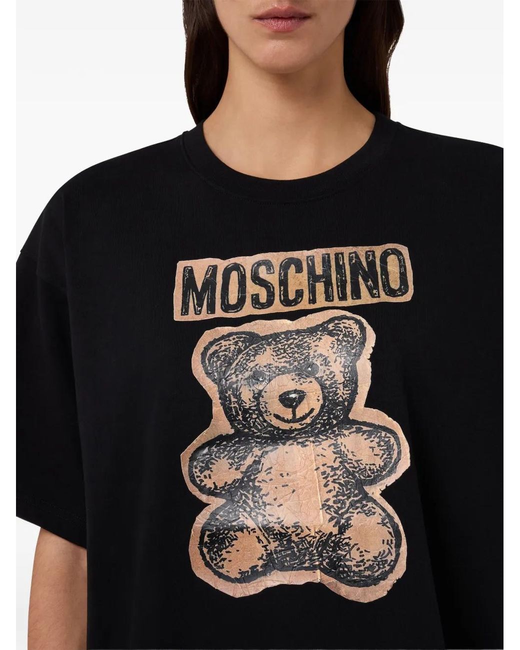 Moschino Black Teddy Bear Organic Cotton Jersey T-Shirt
