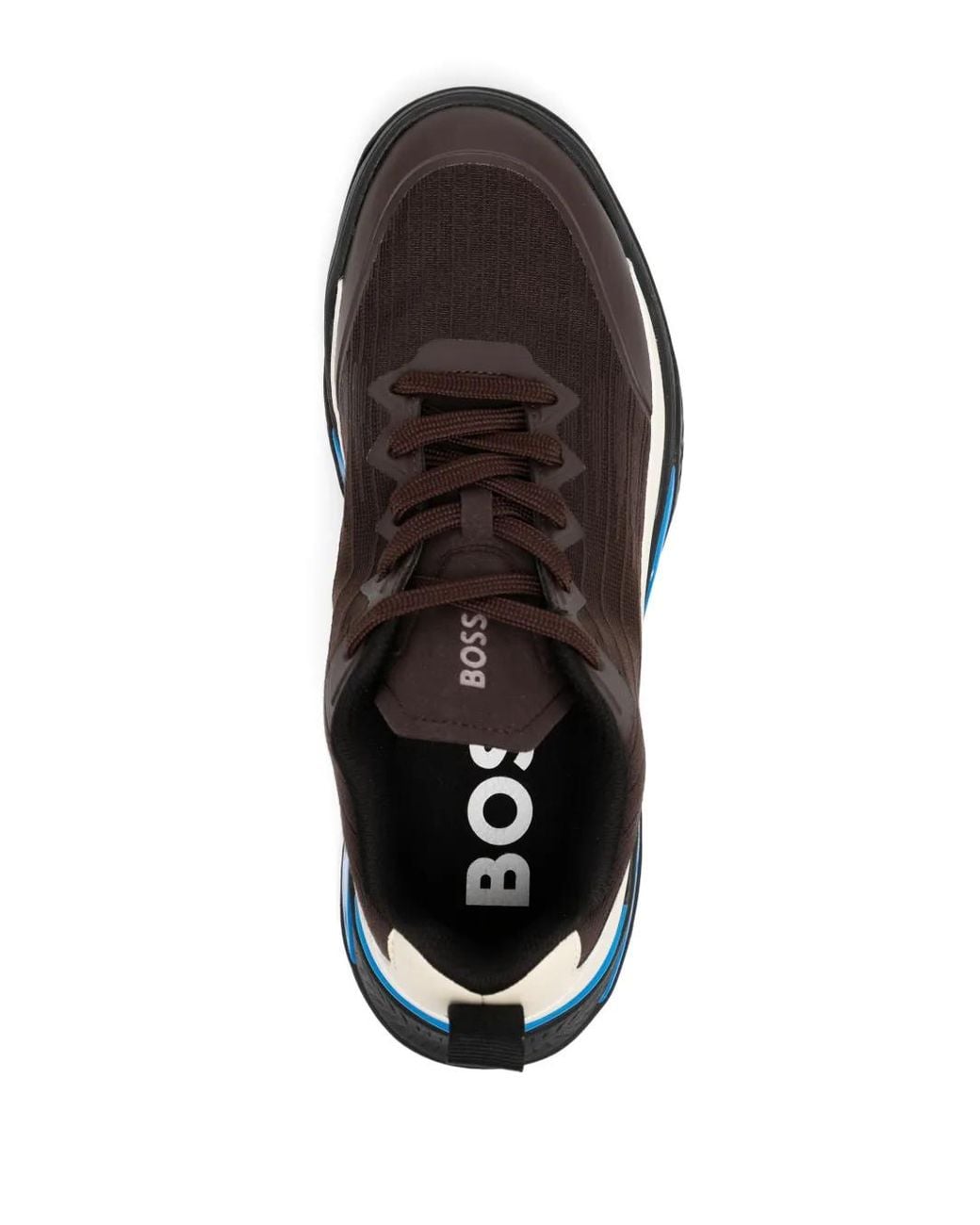 Boss Blue Mixed-Material Trainers for men