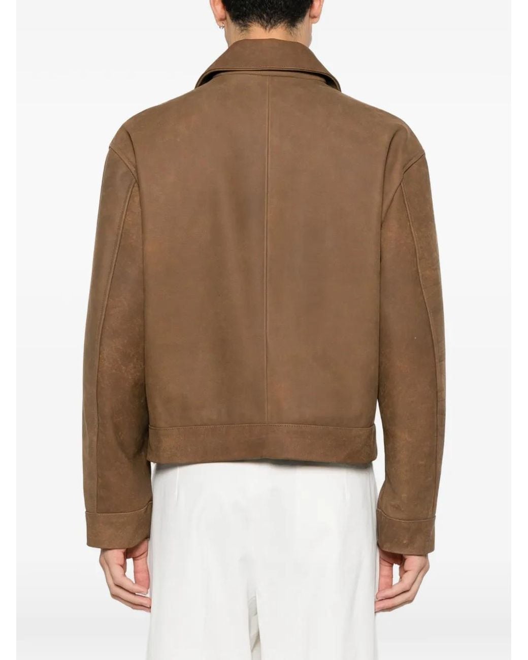 Second/Layer Brown Veste Revival Flight En Cuir for men