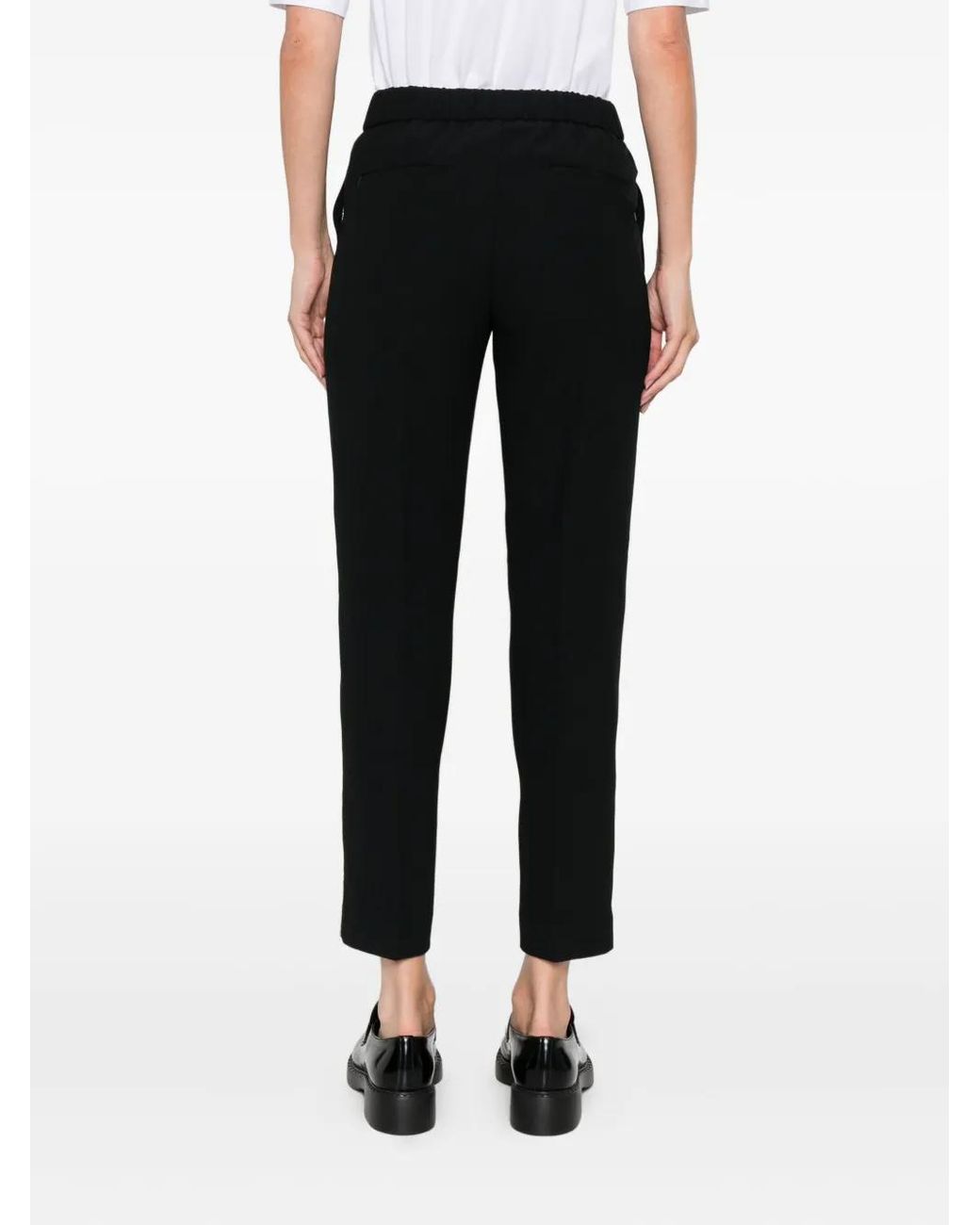 Peserico Black Elasticated-Waistband Trousers