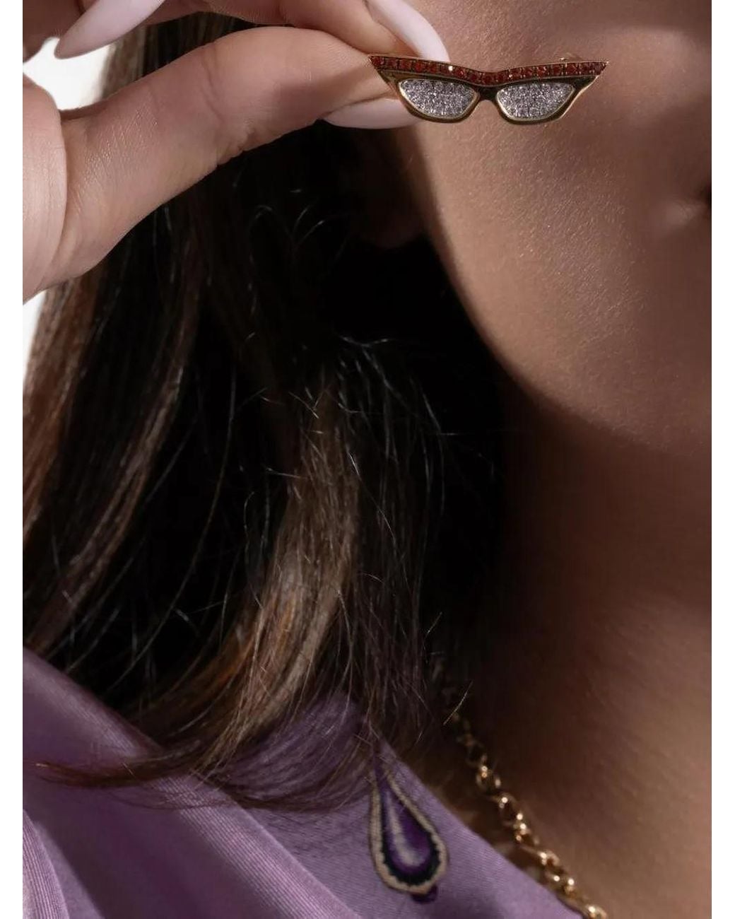 EDINA KISS White Small Sunglasses Sapphire And Diamond Pendant