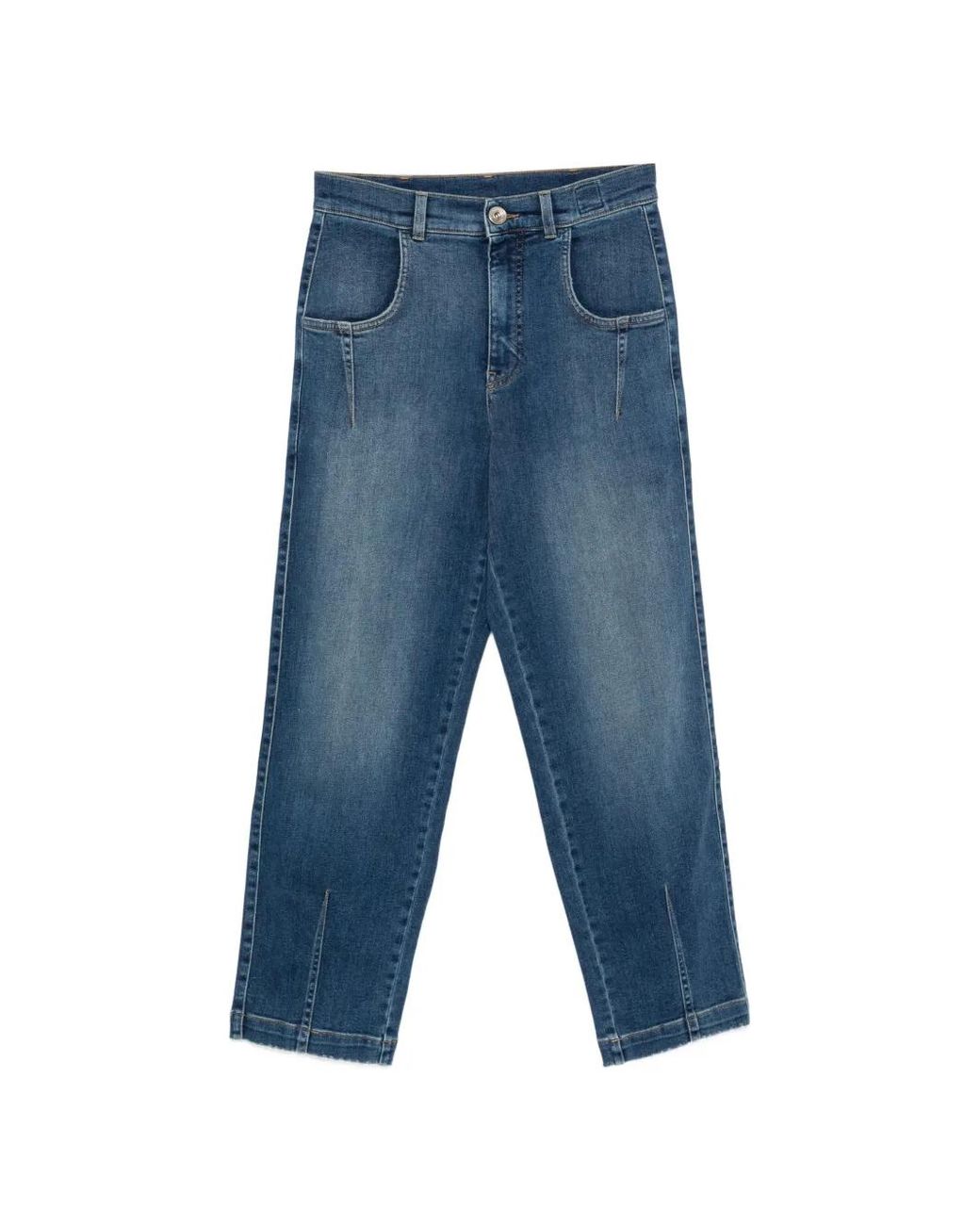 Eleventy Blue Split-Cuff Tapered Jeans