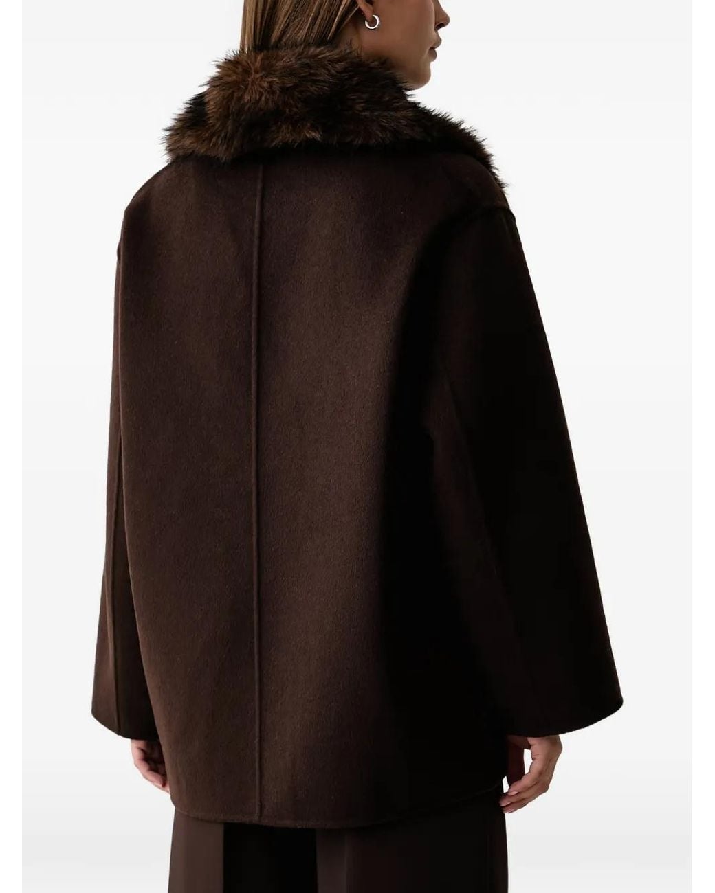 Kaos Black Faux-Fur Collar Double-Breasted Coat
