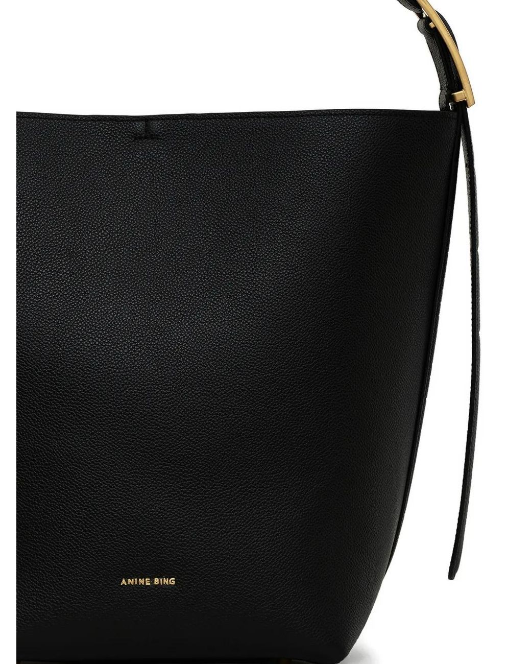 Anine Bing Black Elly Bucket Bag Grained Leather