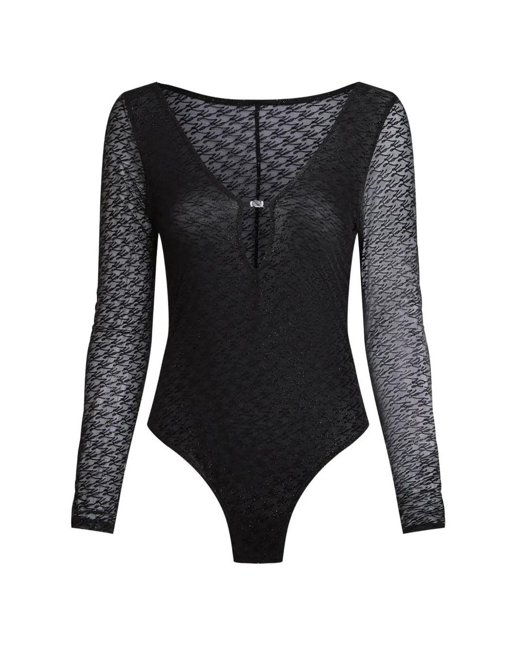 Karl Lagerfeld Black Autograph Mesh Bodysuit