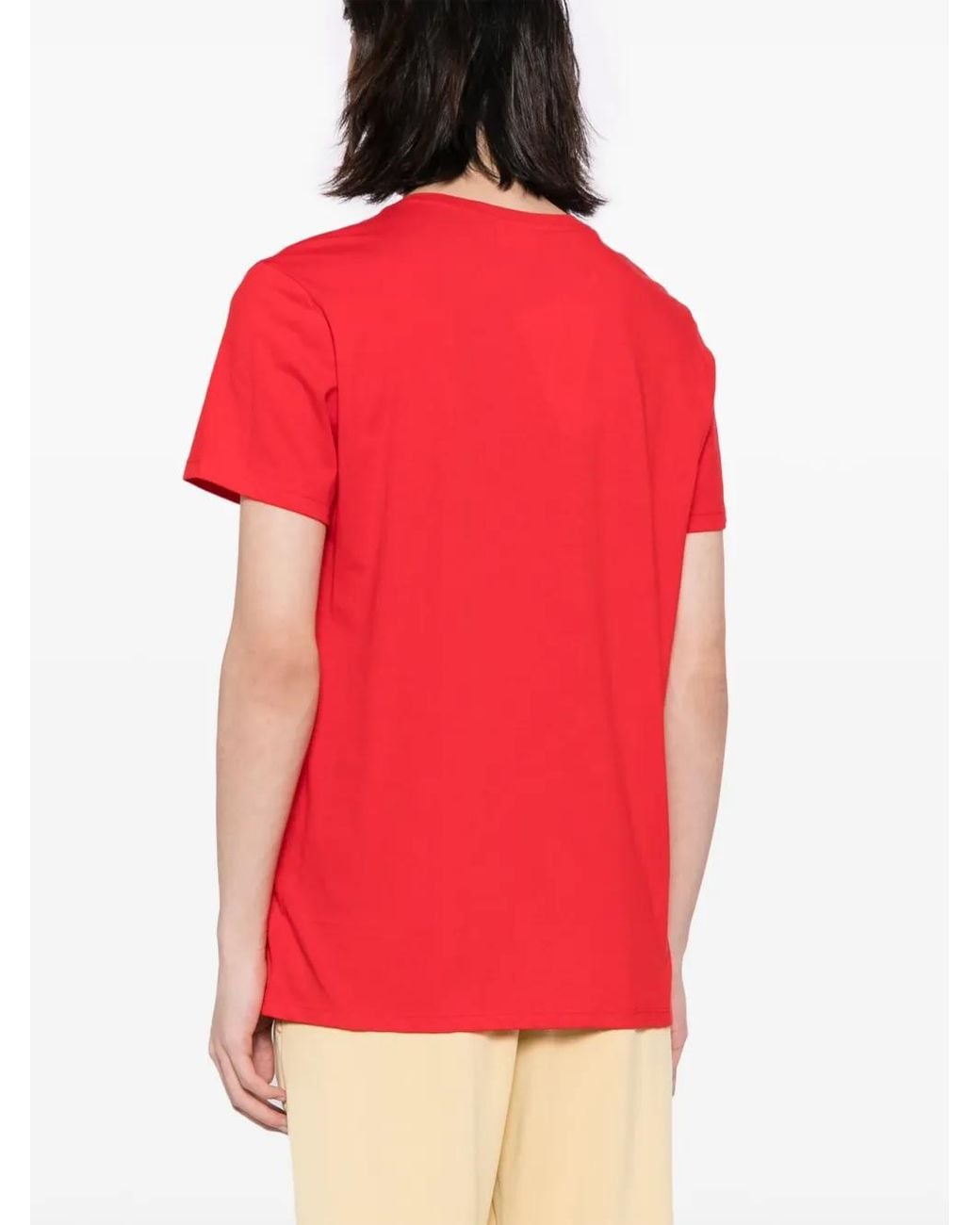 Lacoste Red Lightweight Pima Cotton V-Neck T-Shirt for men